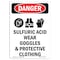 Signmission OSHA Danger Sign, Sulfuric Acid Wear, 14in X 10in Rigid Plastic, 10" W, 14" H, Portrait OS-DS-P-1014-V-1586 - alternate 1